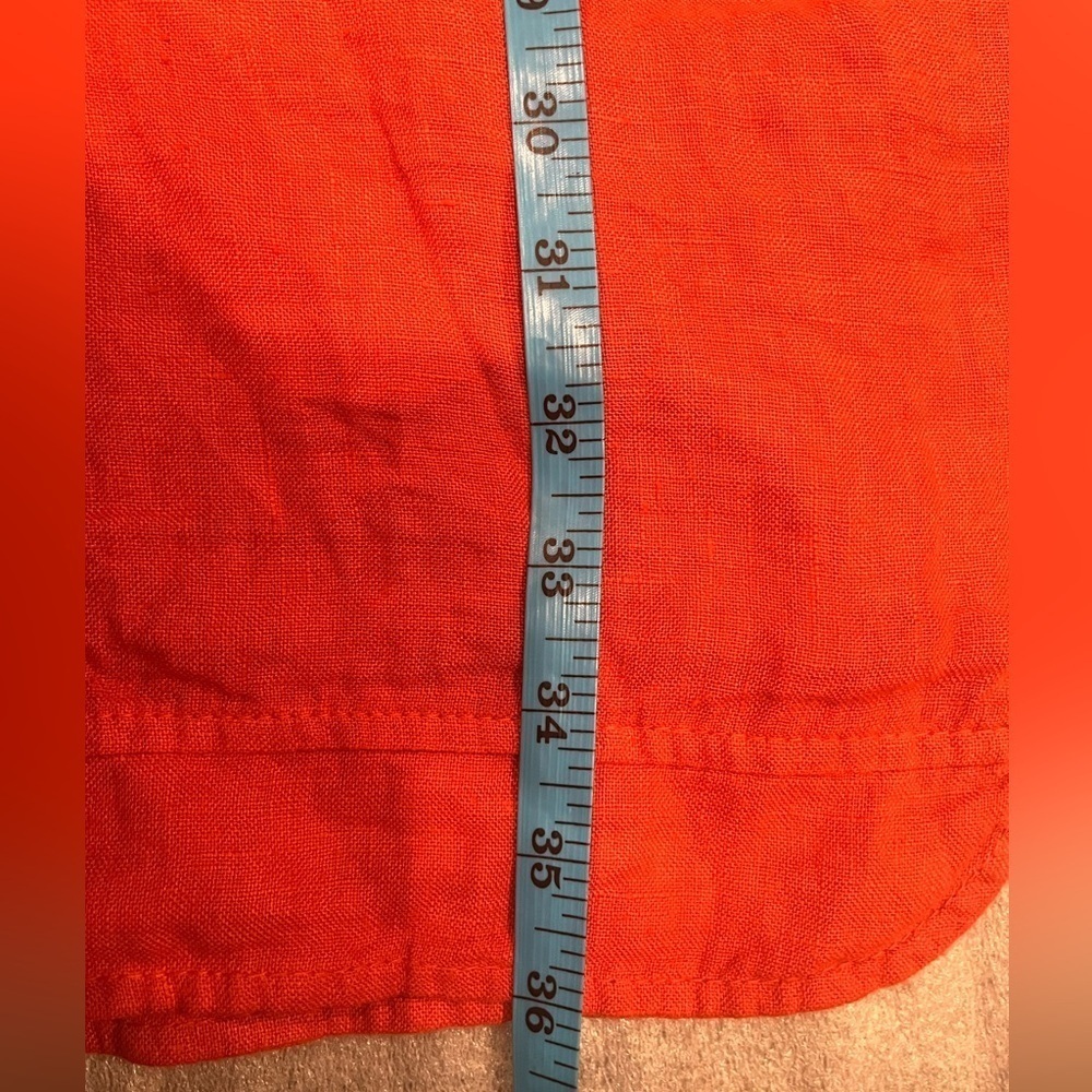 [L]Lina Tomei Sleeveless Orange Red 1/2 Button-Up Shift Dress - Picture 7 of 7